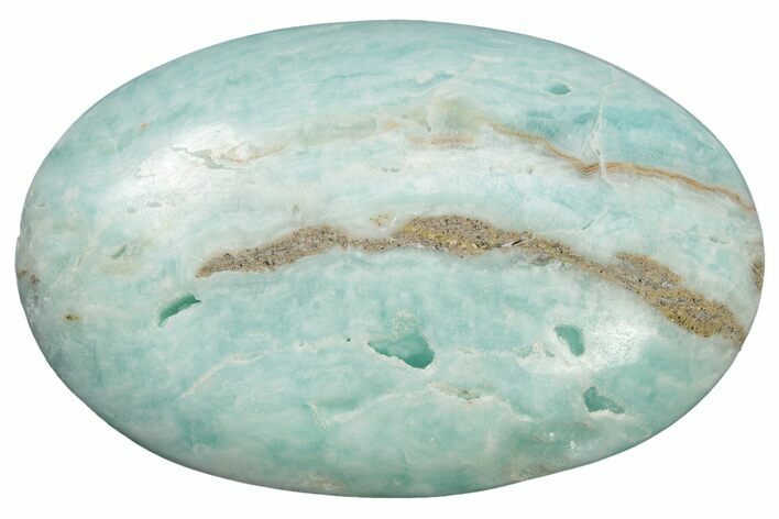Polished Blue Caribbean Calcite Palm Stone #236776